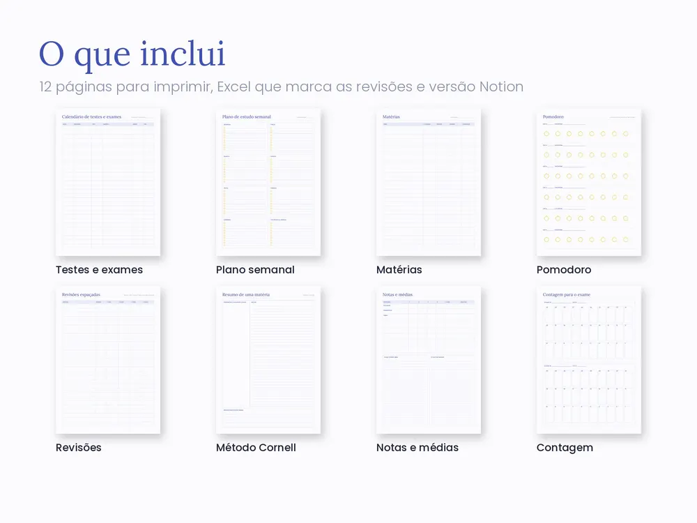 Estudo e Exames: O que inclui