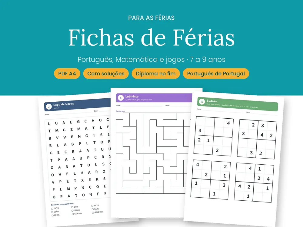Fichas de Férias do 1.º Ciclo