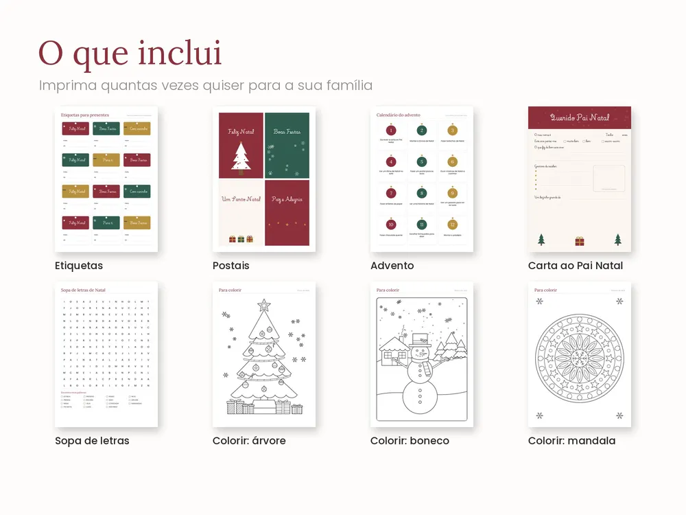 Kit de Natal para Imprimir: O que inclui