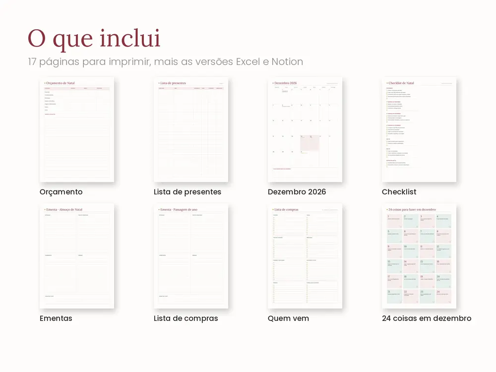 Planner de Natal: O que inclui