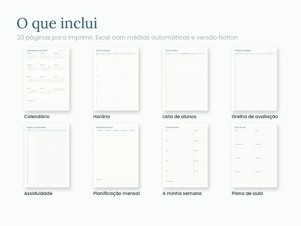Planner do Professor 2026/27: O que inclui